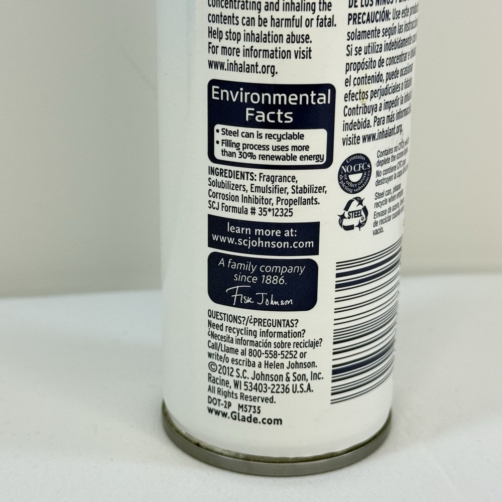 VTG 2012 Glade Powder Fresh Air Freshener Spray 8 Oz 80% Full Aerosol Can Prop!! - Picture 4 of 5